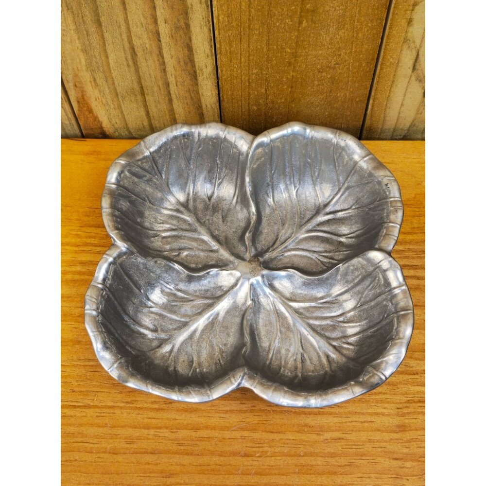 Vintage Wilton Armetale Cabbage or Lettuce Leaf Serving Bowl